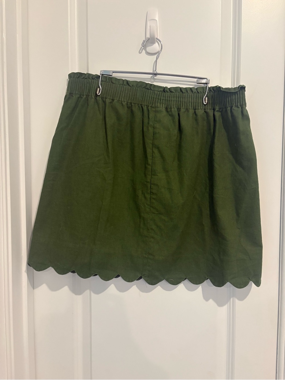 J. Crew Olive Scalloped linen Hem Mini Skirt size 10